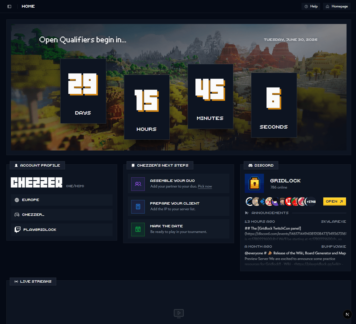 dashboard home page