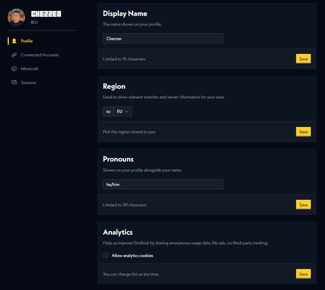 editing your profile
