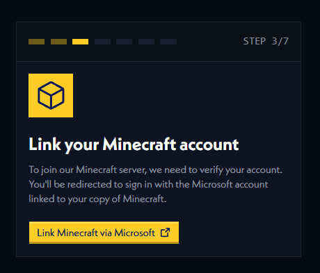 linking your minecraft account in setup phase